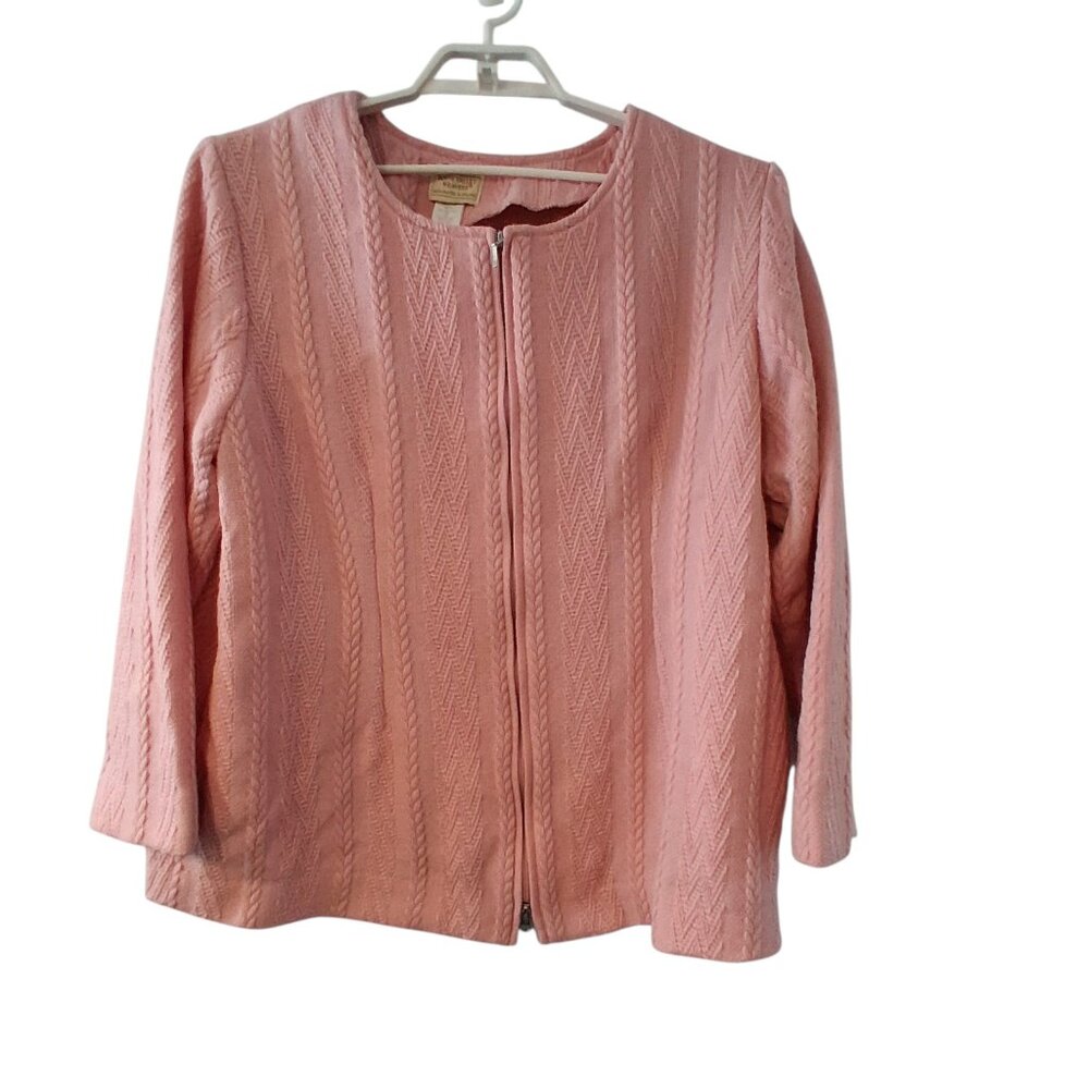 Boyne Valley Weavers cardigan sweater jacket 1X Merino wool pink zip Ireland